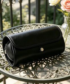 Trousse à pinceaux de maquillage pour femme, organisateur de pinceaux cosmétiques de voyage, pliable et rembourré avec bouton de sécurité, noir, Décontracté