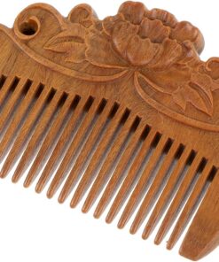 Healeved Peigne en Bois Sculpté Mini et Portable pour Femmes, Motif en Relief, Soin Capillaire sans Électricité Statique, la Maison