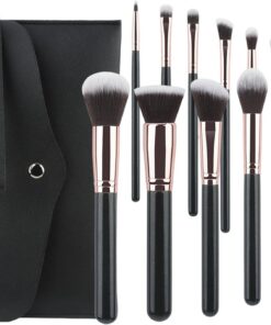 Friendly Lot de 12 pinceaux de maquillage avec poils doux et manche ergonomique en bois pour femmes et filles
