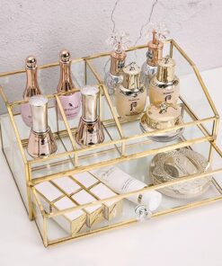 U/B Support en verre pour pinceaux de maquillage, pinceaux cosmétiques, bijoux, style nordique, élégant pour vernis à ongles, rouges à lèvres, eyeliners pour salle de bain, chambre à coucher, bureau