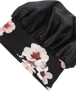 Ciieeo Bonnet de Nuit en Satin pour Femmes à Larges Bords, Taille M, Couvre-cheveux Volumineux, Léger et Respirant, Soin Capillaire et Sommeil à Domicile