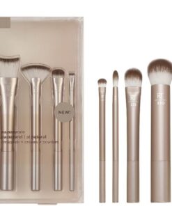 REAL TECHNIQUES Au Naturale Makeup Brush Kit, For Foundation, Powders, and Concealers, Premium Quality Face Brushes, 9 Piece Set, Gold