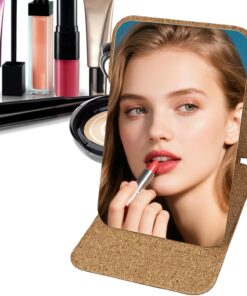 Generico Miroir de , outil de beauté compact, design léger | accessoire de portable pour salle de bain, mariage, avion, sac à dos, spa, voiture, hôtel, 9,5 x 14,5 cm