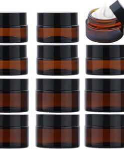 Lot de 12 pots à pommade en verre ambré - 20 ml/30 ml - Petite boîte avec couvercle - Pour échantillons de voyage - Pour le remplissage de cosmétiques, lotions, crèmes