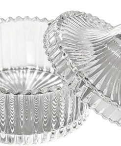 Pot à poudre en verre de 800 ml - Outil de maquillage avec couvercle pour le bain et le visage - Rangement cosmétique avec fonction soin de la peau - Accessoire de coiffeuse élégant et organisateur de