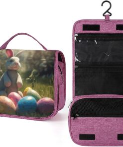 Trousse de toilette en forme de lapin et œuf de Pâques pour homme et femme, crochet de suspension portable, trousse de maquillage pour accessoires, shampooing, conteneur pleine grandeur