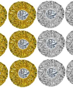 Bonnet en Feuille D’aluminium 12 Pièces, pour Soin Capillaire | Or et Argenté, Design Bande Élastique, Léger et Compact, Usage Bain ou Sauna