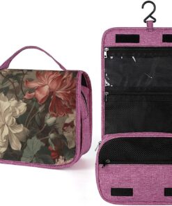 Trousse de toilette pour homme et femme, motif fleurs rouges et pêches, trousse de maquillage portable, trousse de maquillage pour accessoires, shampooing, conteneur pleine grandeur, articles