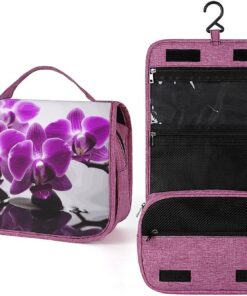 Trousse de toilette violette pour homme et femme, trousse de maquillage portable à crochet de suspension, trousse de maquillage pour accessoires, shampooing, conteneur pleine grandeur