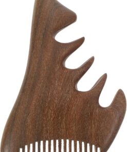 STOBAZA Peigne de Massage et Soins Capillaires en Bois de Santal Vert, Peigne à Dents Larges Confortable Outil Portable pour Massage Crânien pour Cheveux et Cuir Chevelu