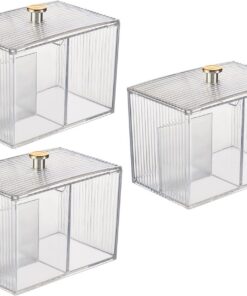 Boîte de rangement transparente avec couvercles de protection pour cotons-tiges, présentoir de comptoir