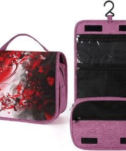Trousse de toilette abstraite rouge, noire et blanche pour homme et femme, trousse de maquillage portable à crochet de suspension, trousse de maquillage pour accessoires, shampooing