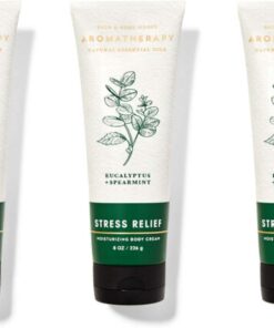 Lot of 3 Bath & Body Works Aromatherapy Eucalyptus Spearmint Stress Relief Body Cream (Eucalyptus Spearmint), 8 fl oz each by Bath & Body Works