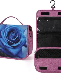 Trousse de toilette romantique rose bleue pour homme et femme, trousse de maquillage portable à crochet de suspension, trousse de maquillage pour accessoires, shampooing, conteneur pleine