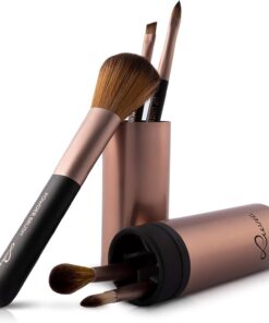 Set de pinceaux de maquillage Luvia, Set de voyage Cappuccino, 5 pinceaux cosmétiques véganes incluant un étui à pinceaux de maquillage