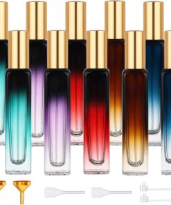 Segbeauty Lot de 10 flacons atomiseurs de parfum de voyage en verre rechargeables de 15 ml avec outils à pompe de recharge, petits flacons d'échantillons de Cologne
