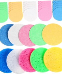 VICASKY 50pièces Éponges Nettoyantes Visage Pour Démaquillage Houppettes Cosmétiques Réutilisables Outils De Nettoyage Pour Fille Accessoires De Maquillage Pratiques