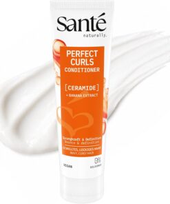SANTE Naturkosmetik Perfect Curls Shampooing Ceramide – 250 ml – Shampooing avec céramides & banane – Soin hydratant anti-frisottis pour cheveux bouclés et ondulés – Végétalien, doux et sans sulfate