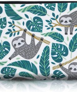 Sibba Trousse à maquillage en toile Petite pochette à fermeture éclair Organiseur de toilette Accessoire de voyage pour adolescentes Rangement Beauté Paresseux vert Organiseur de Sac Motif
