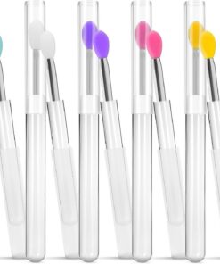 Angoily Applicateur à Lèvres en Silicone Pinceaux Réutilisables avec Couvercle, Lot de 10 pour Application Uniforme du Gloss, pour Maquillage Bureau