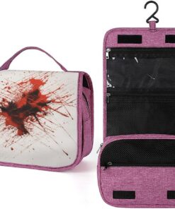 Trousse de toilette rouge pour homme et femme, crochet de suspension portable, trousse de maquillage pour accessoires, shampooing, conteneur pleine grandeur, articles de toilette