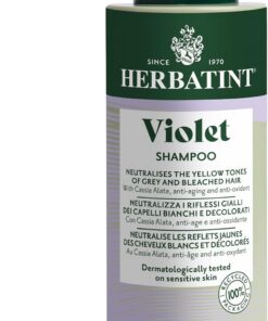 Herbatint Shampoo Violet, Shampooing Anti-Jaunissement - 260 ml | Spécifique pour Cheveux Blancs ou Décoloré | Combat le Jaunissement, Nourrit, Protège et Illumine les Cheveux, Vegan