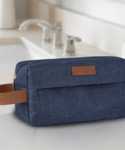 Trousse de toilette de voyage pour homme et femme, articles de toilette, accessoires de maquillage, sac à main, trousse de rasage, grande capacité, bleu, 10.23x3.93x5.7in, Trousse de toilette en toile