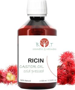Huile de Ricin Serum pour Cils et Sourcils, Huile Cheveux et Capillaire, Pousse Cheveux et Barbe Très Rapide, Anti Chute Naturel, Ongles et Cuticules BIO Castor Oil 500 ml