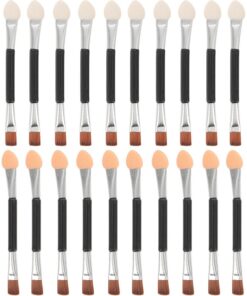 OUNONA 30 Pinceaux à Paupières Double Embout avec Applicateur Biseauté et Embout en Coton Latex Tube en Aluminium Argenté Outil Maquillage Yeux et Sourcils Set Compact 30 Pièces