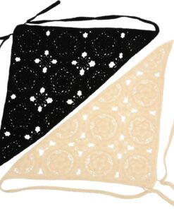Lot de 2 Bandanas pour Cheveux Femme en Tricot Fin, Foulards Triangle Léger et Doux, Couleurs Noir et Beige, Accessoires Coiffure Polyvalents pour Soins Capillaires et Maquillage,