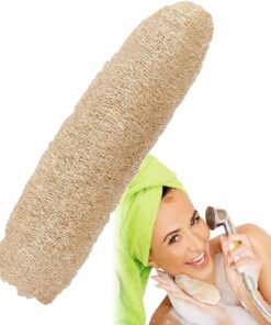 Bath Loofah, Natural Body Sponge Scrubber, 20-29cm/7.87-11.42 Inches Pouf, Skin Cleansing Brush, Travel-Friendly Design for Women Men Bathroom Shower and Spa Use