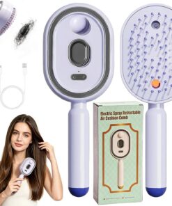 Peigne de massage électrique à coussin d'air, brosse à cheveux rechargeable 5 en 1 pour massage du cuir chevelu, démêlage, lissage, bouclage, outil professionnel de soins capillaires (violet)