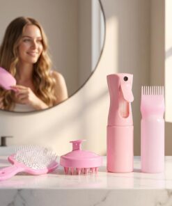 Kit de soins capillaires 4 en 1 avec brosse d'aération et applicateur de teinture pour cuir chevelu Rose