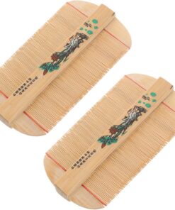 HEMOTON 2 pièces Peigne Double-face Dense Anti-statique Bambou Peigne Portable pour Soins Capillaires Démêlage Pellicules Adapté à Tous Types de Cheveux