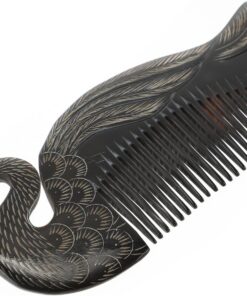Artibetter Peigne de Massage Portable et Unique en Corne de Bœuf Noir pour Cheveux Lisse et Soulage Démangeaisions pour Soin Capillaire Quotidien