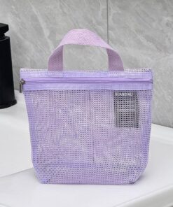 Sacs de rangement en maille à suspendre pour maquillage, produits de toilette, cosmétiques de voyage, sacs à main, sacs à main, outils de douche, pochette à suspendre, violet, Purple 22*19.5cm