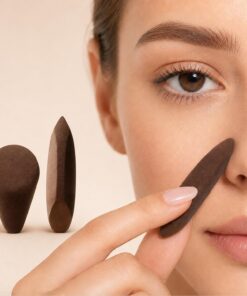 Lot de 2 mini éponges de maquillage à double usage pour crème liquide et poudre, outil cosmétique sans latex pour le visage, marron
