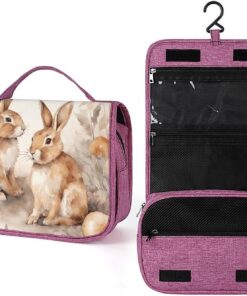Trousse de toilette à motif lapin pour homme et femme, crochet de suspension portable, trousse de maquillage, trousse de maquillage pour accessoires, shampooing, conteneur pleine grandeur