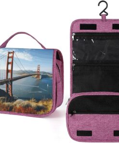 San Francisco Golden Gate Bridge Trousse de toilette pour homme et femme, trousse de maquillage portable à crochet de suspension, trousse de maquillage pour accessoires, shampooing, conteneur