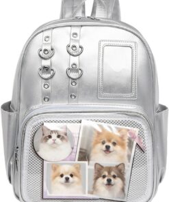 Sac en PU Pochette Organisatrice Mignonne avec Affichage de Badges | Sac à Dos avec Affichage de Badges Pour Sports Bagages Randonnée Comic Con Travail Fitness Plein Air