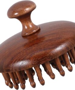 Angoily Peigne de Massage du Cuir Chevelu Outil Naturel de Relaxation et Soin Capillaire avec 79 Dents en Bois Marron Prise en Main Confortable Design Unisexe pour Hommes et Femmes