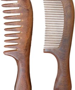 Peigne à cheveux en bois de santal fait à la main pour femmes et filles | Peigne à dents fines pour soins capillaires naturels - 22 x 16 x 2 cm