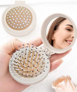 1 peigne portable et miroir compact accessoire de toilettage de voyage pour femmes, mères, épouses, amoureux, poches, pinceau miroir de maquillage (blanc)