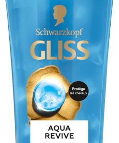 Gliss, Schwarzkopf, Shampoing Aqua Revive Hydratant, Hydrate sans Alourdir , Soin Cheveux, Normaux a Secs, Apporte de la Brillance aux Cheveux, 250ml