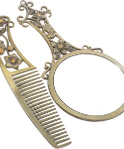 Ciieeo Miroir de Maquillage Design Creux Élégant Portable en Alliage Vintage Plusieurs Styles Accessoire Compact avec Peigne Outil de Beauté Pratique Plusieurs Styles pour Femmes