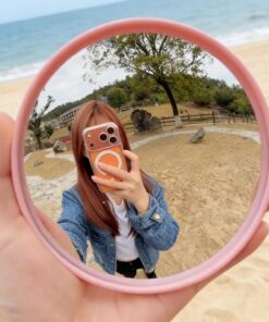 1 miroir de voyage portable rond convexe pour photographie accessoire de vlogging outils de voyage (L, 9,5 cm)