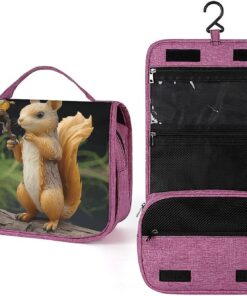 Trousse de toilette écureuil en résine pour homme et femme, crochet de suspension portable, trousse de maquillage, trousse de maquillage pour accessoires, shampooing, conteneur pleine