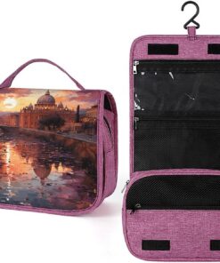 Trousse de toilette Rome Sunset pour homme et femme, crochet de suspension portable, trousse de maquillage, trousse de maquillage pour accessoires, shampooing, conteneur pleine grandeur