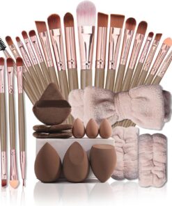 Lot de 20 pinceaux polyvalents en fibres synthétiques au design ergonomique pour application cosmétique détaillée