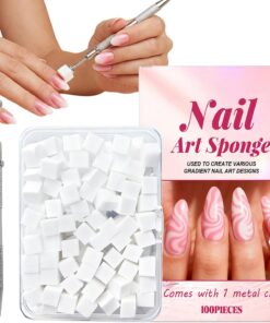 Éponges à Ongles pour 100 Pièces d'Outils de Beauté Doux et Pratiques avec | Petite Éponge à Ongles pour Soin des Pieds Manucure Art des Ongles Fêtes Mariage
